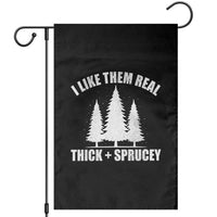 Funny Christmas Tree Garden Flag I Like Them Real Thick and Sprucey Holiday Trees Pun - Wonder Print Shop