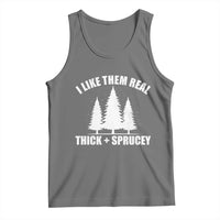 Funny Christmas Tree Tank Top I Like Them Real Thick and Sprucey Holiday Trees Pun - Wonder Print Shop