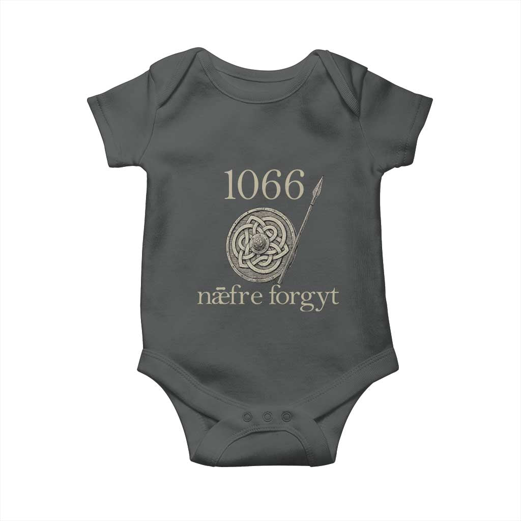 1066 Never Forget Baby Onesie Battle of Hastings Old English Anglo Saxon Warrior Medieval Shield - Wonder Print Shop