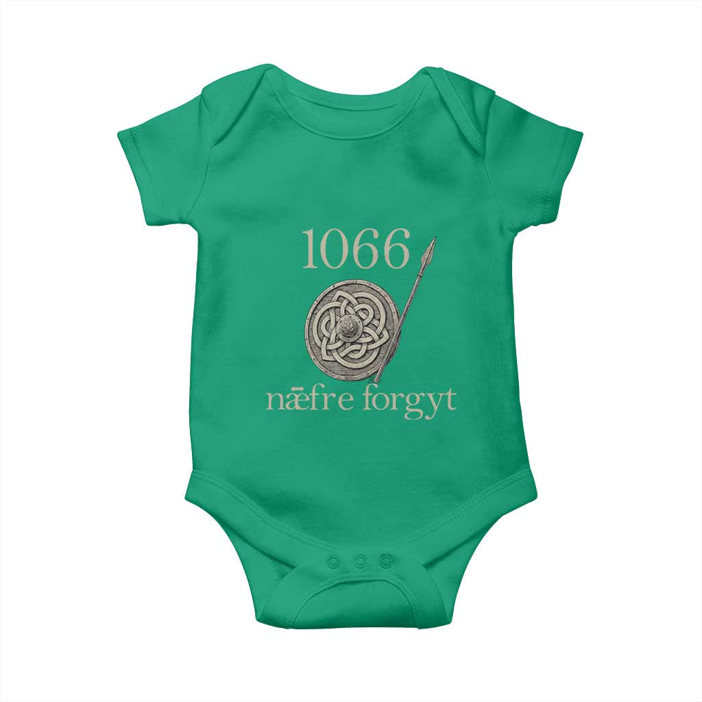 1066 Never Forget Baby Onesie Battle of Hastings Old English Anglo Saxon Warrior Medieval Shield - Wonder Print Shop