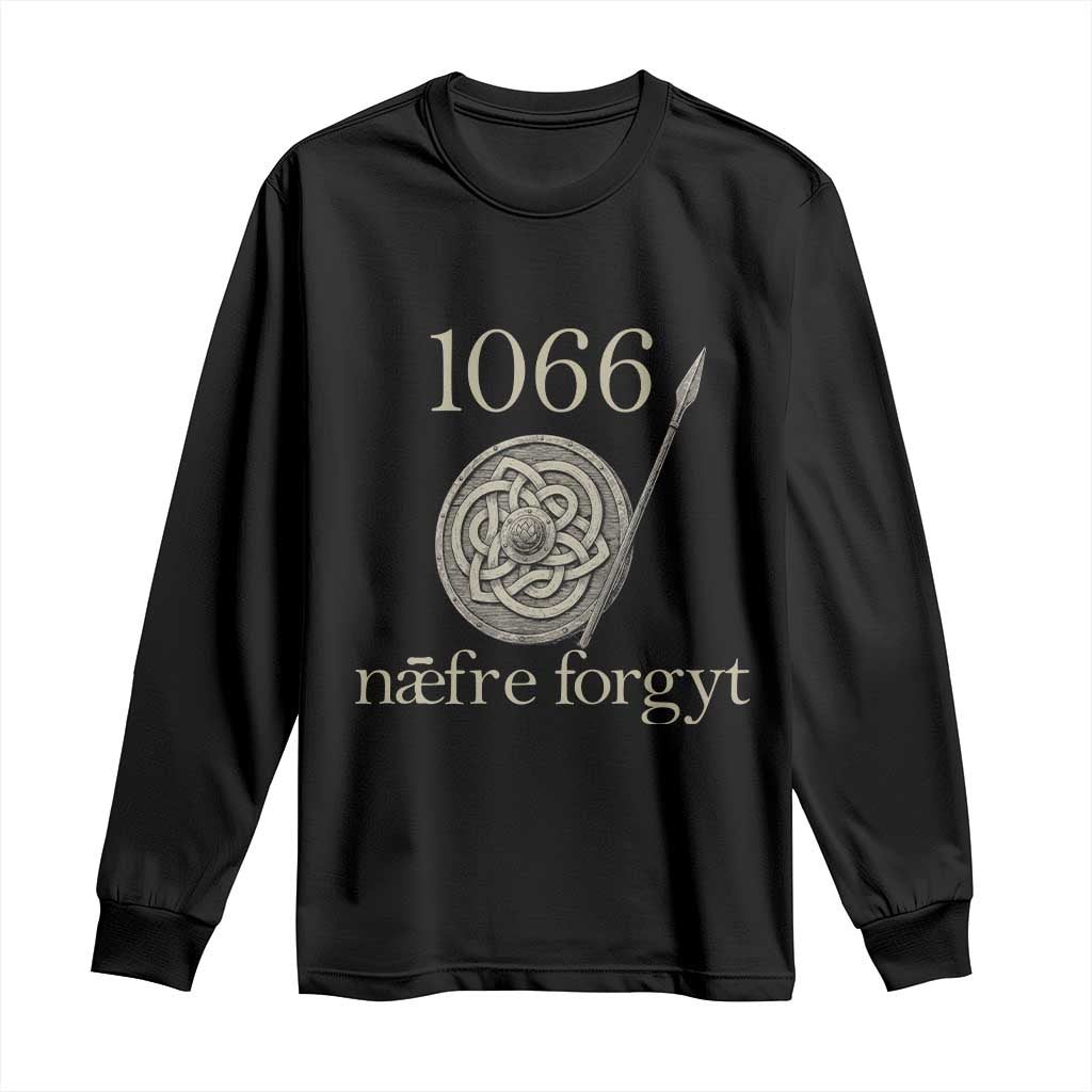 1066 Never Forget Long Sleeve Shirt Battle of Hastings Old English Anglo Saxon Warrior Medieval Shield - Wonder Print Shop