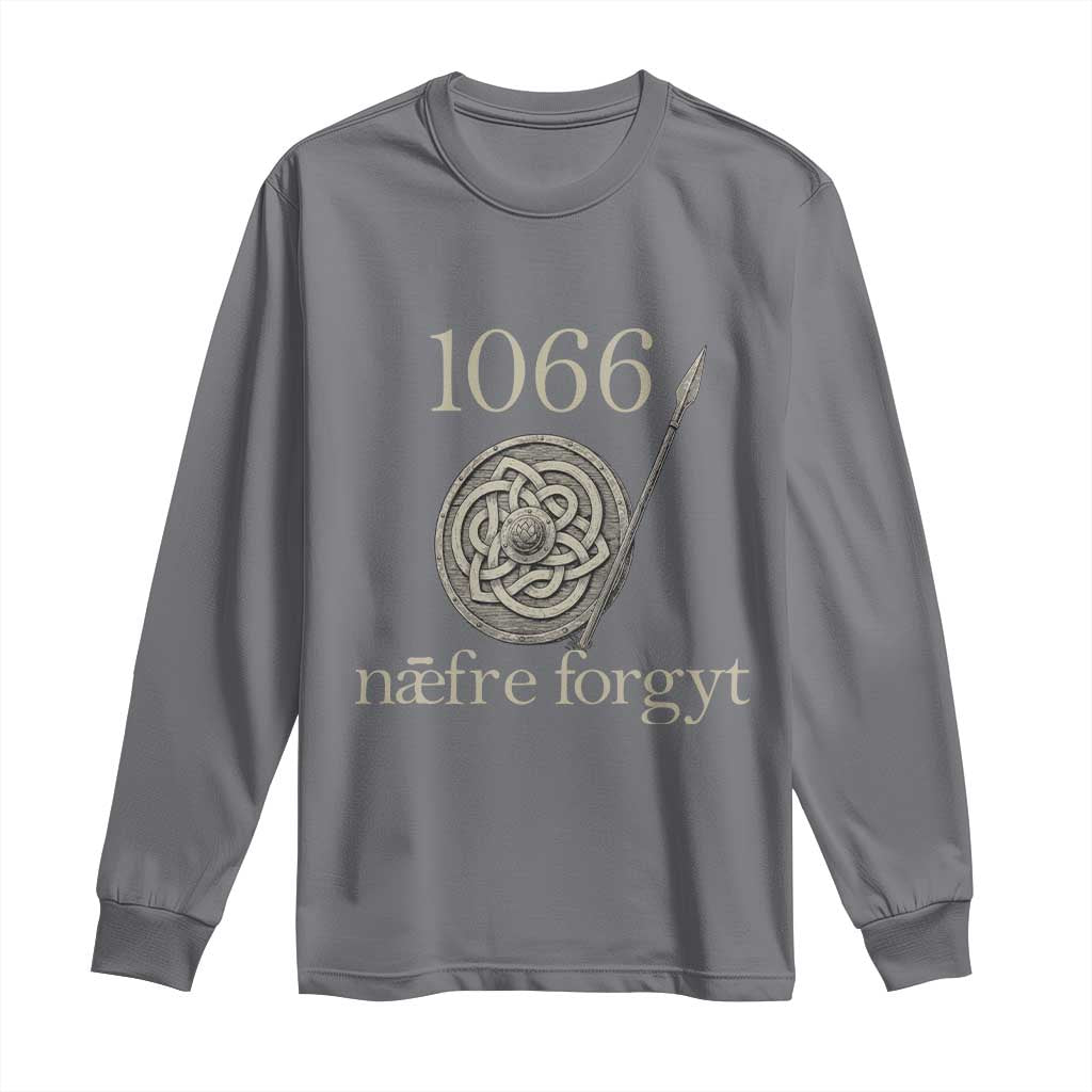 1066 Never Forget Long Sleeve Shirt Battle of Hastings Old English Anglo Saxon Warrior Medieval Shield - Wonder Print Shop