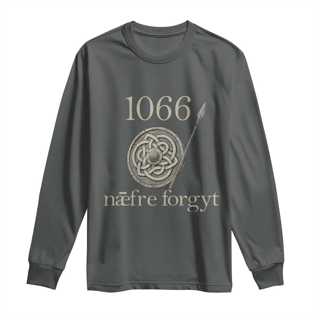 1066 Never Forget Long Sleeve Shirt Battle of Hastings Old English Anglo Saxon Warrior Medieval Shield - Wonder Print Shop