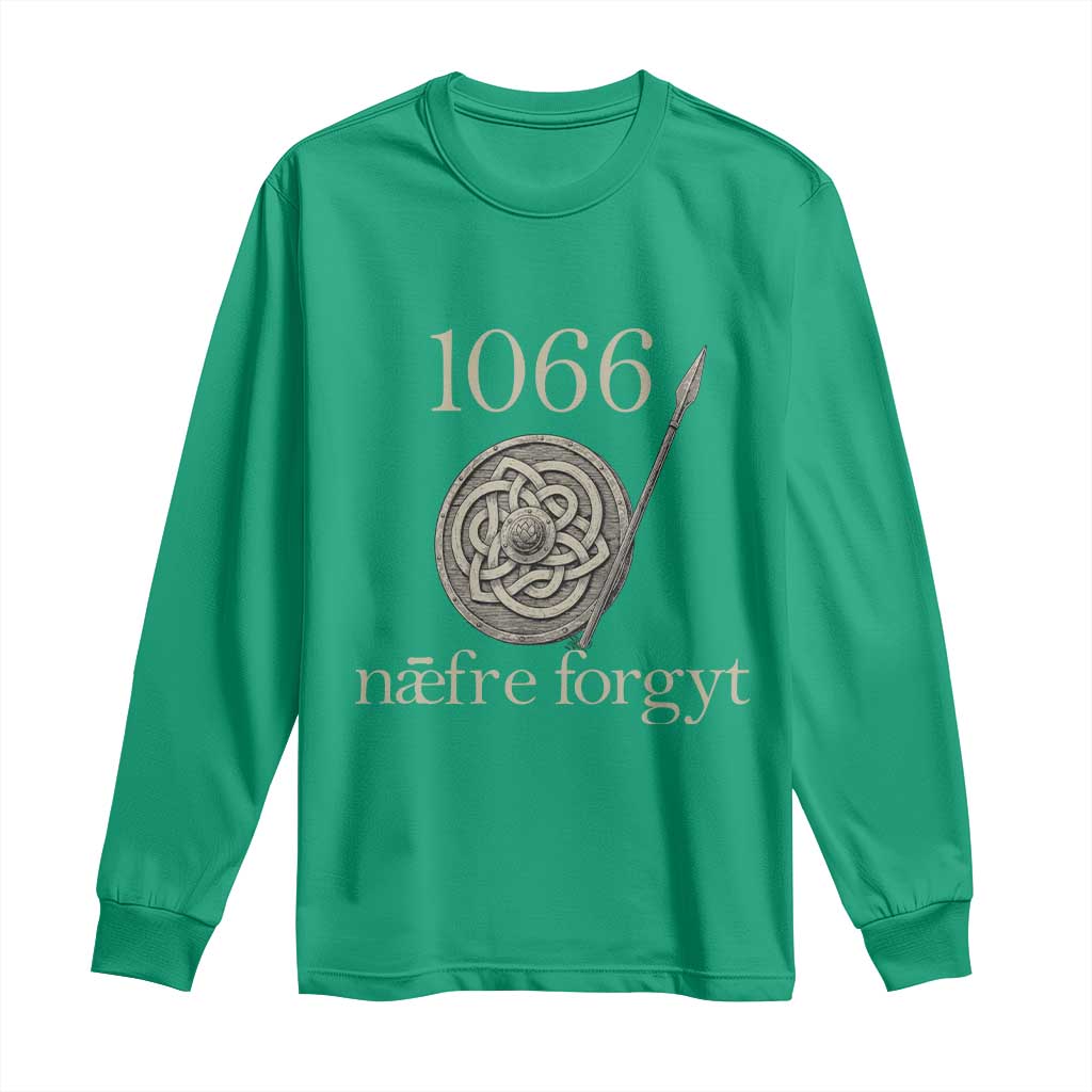1066 Never Forget Long Sleeve Shirt Battle of Hastings Old English Anglo Saxon Warrior Medieval Shield - Wonder Print Shop