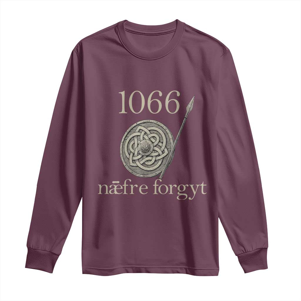 1066 Never Forget Long Sleeve Shirt Battle of Hastings Old English Anglo Saxon Warrior Medieval Shield - Wonder Print Shop