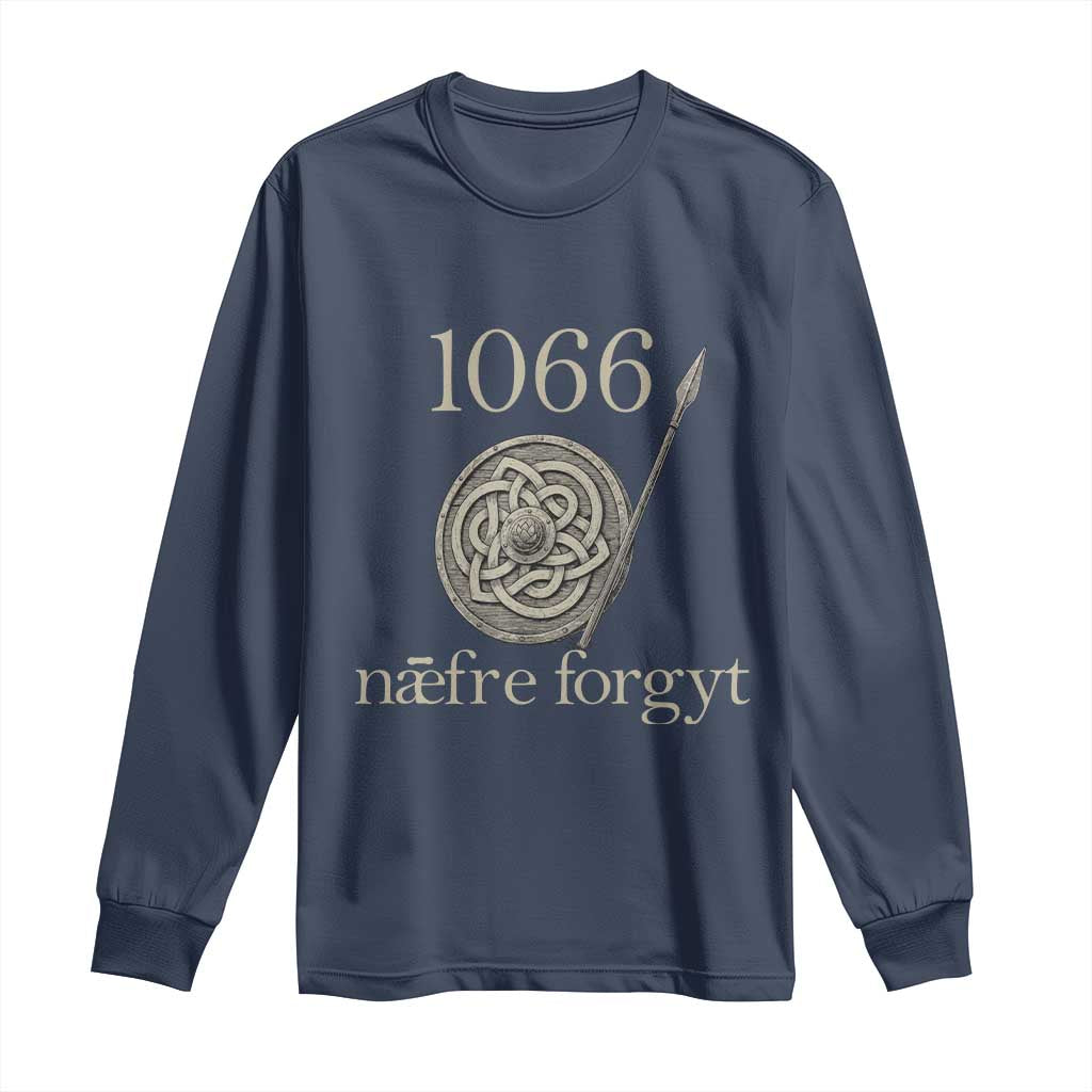 1066 Never Forget Long Sleeve Shirt Battle of Hastings Old English Anglo Saxon Warrior Medieval Shield - Wonder Print Shop