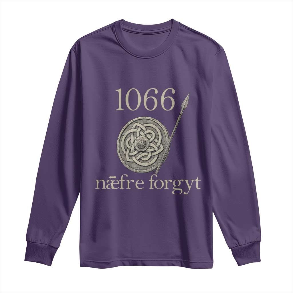 1066 Never Forget Long Sleeve Shirt Battle of Hastings Old English Anglo Saxon Warrior Medieval Shield - Wonder Print Shop