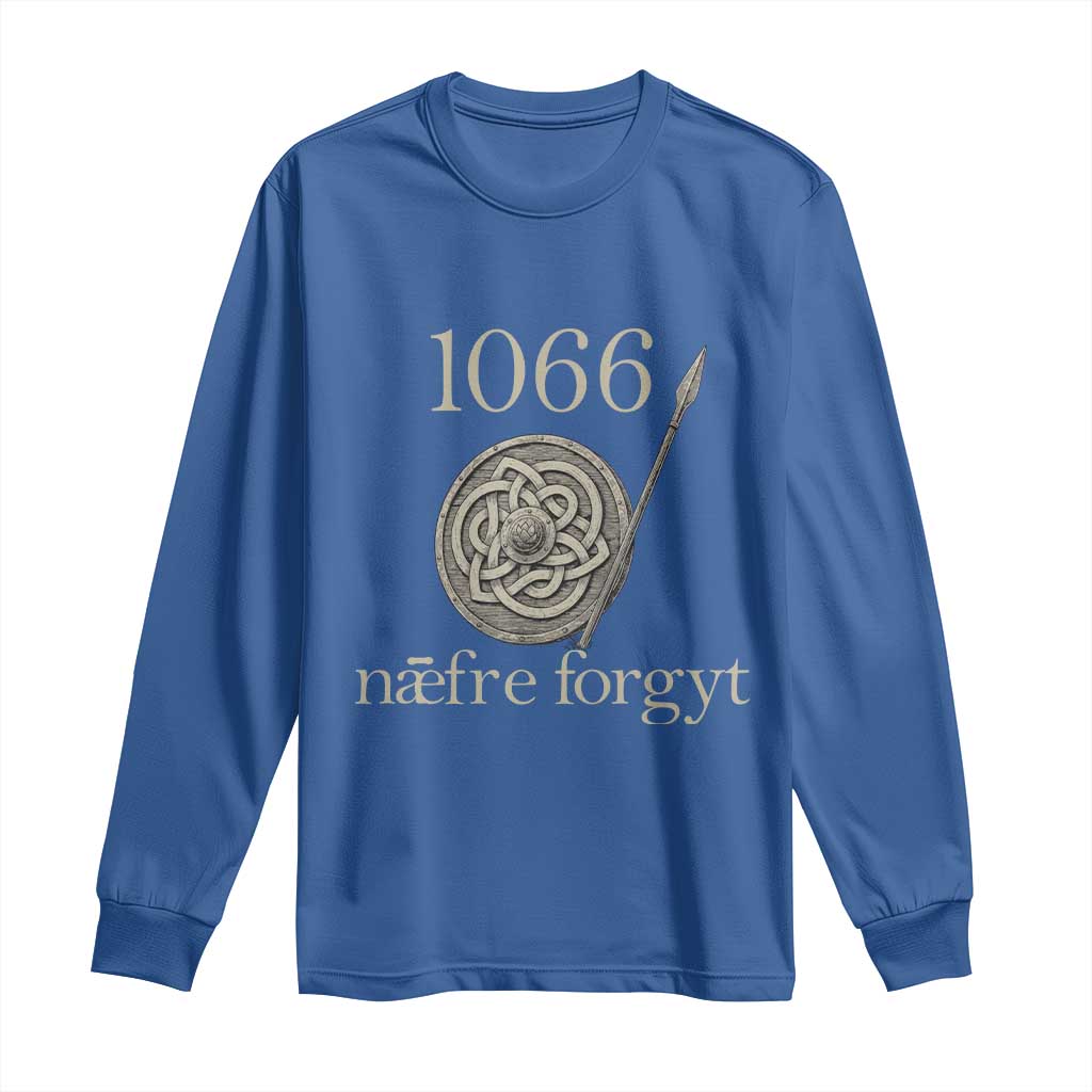 1066 Never Forget Long Sleeve Shirt Battle of Hastings Old English Anglo Saxon Warrior Medieval Shield - Wonder Print Shop