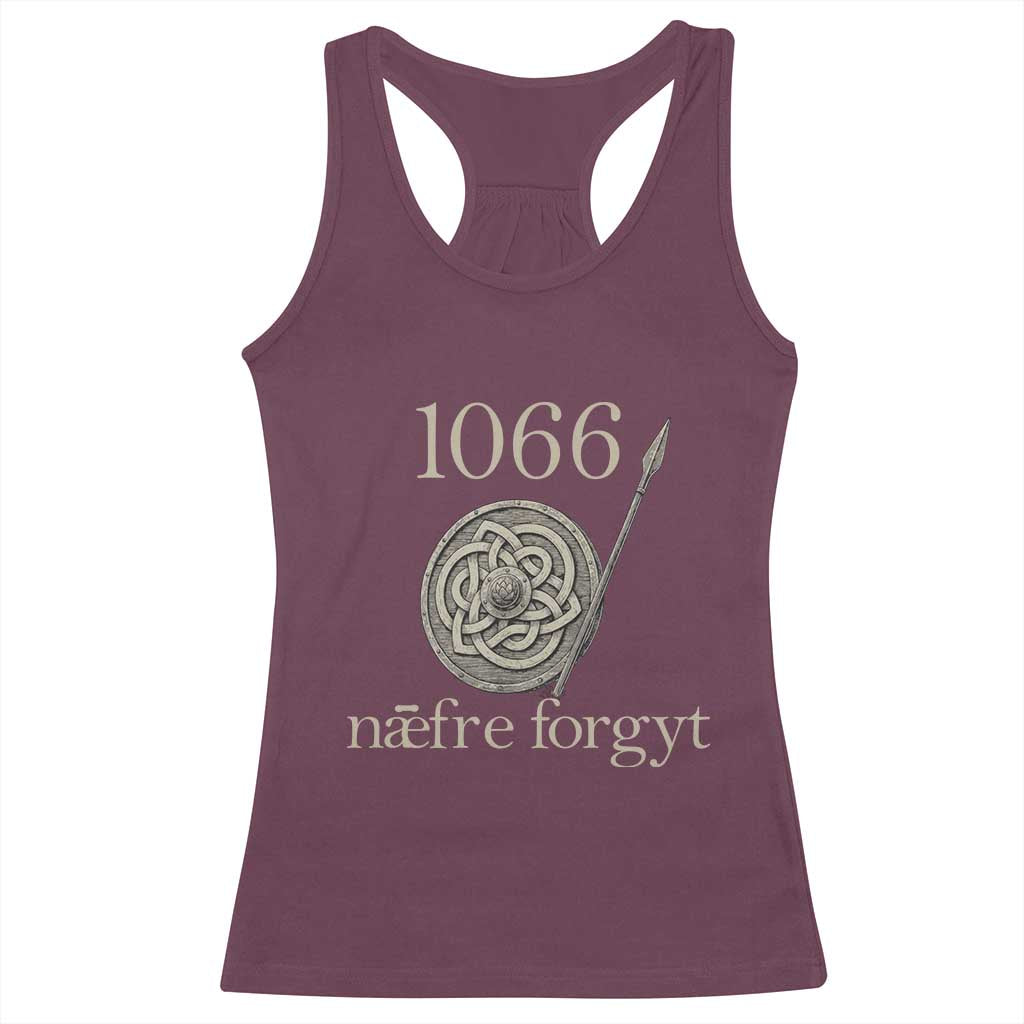 1066 Never Forget Racerback Tank Top Battle of Hastings Old English Anglo Saxon Warrior Medieval Shield - Wonder Print Shop