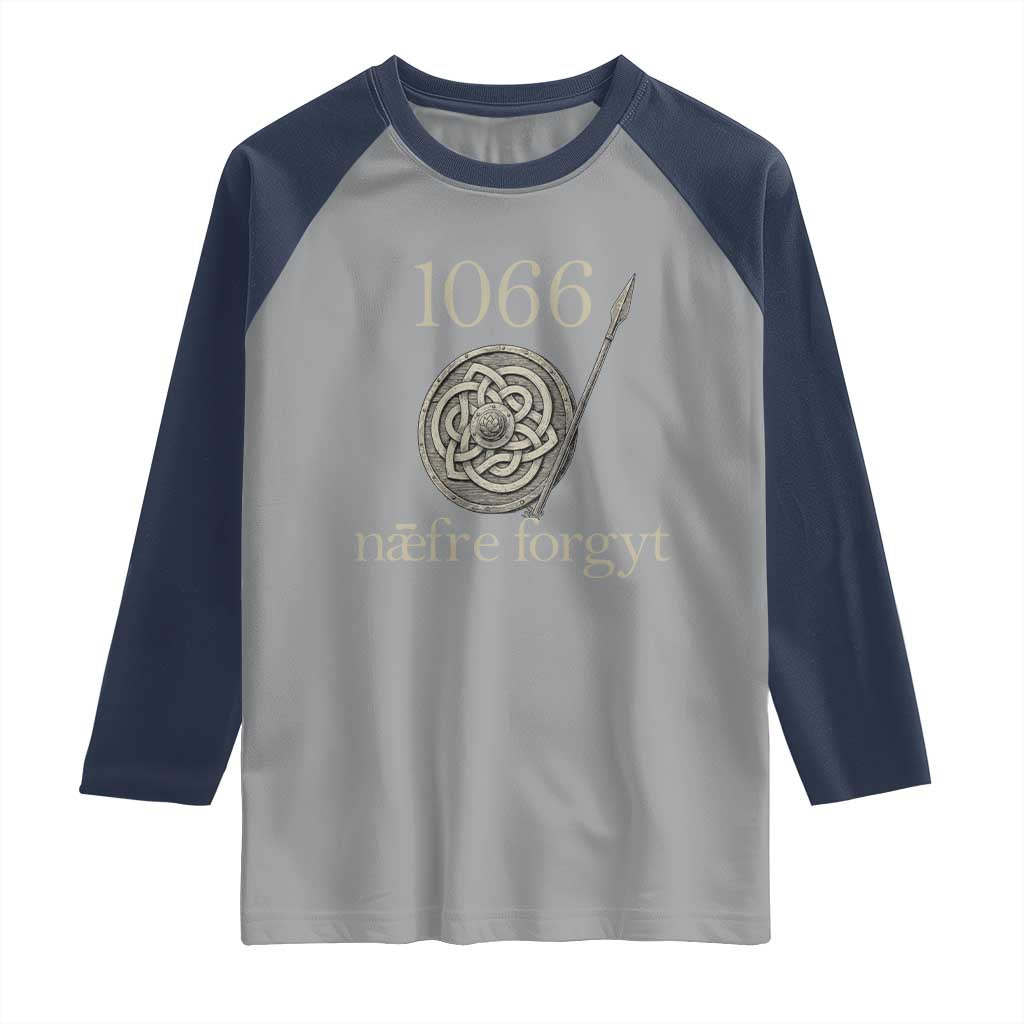 1066 Never Forget Raglan Shirt Battle of Hastings Old English Anglo Saxon Warrior Medieval Shield - Wonder Print Shop