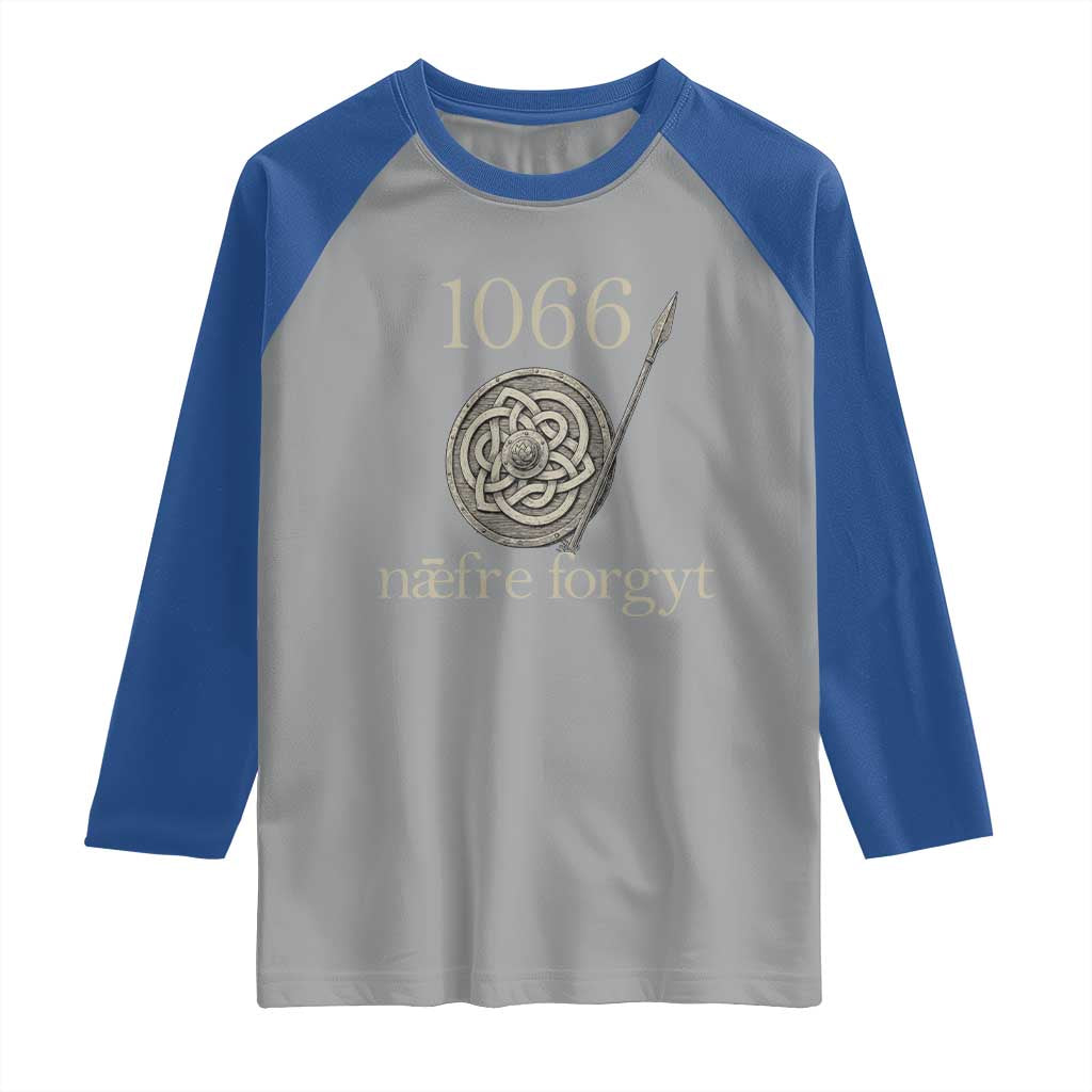 1066 Never Forget Raglan Shirt Battle of Hastings Old English Anglo Saxon Warrior Medieval Shield - Wonder Print Shop
