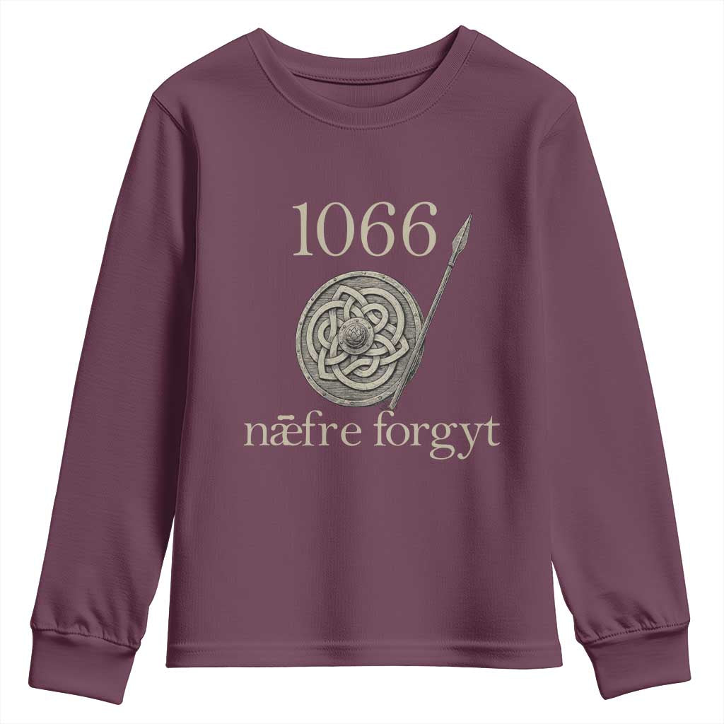 1066 Never Forget Youth Sweatshirt Battle of Hastings Old English Anglo Saxon Warrior Medieval Shield - Wonder Print Shop