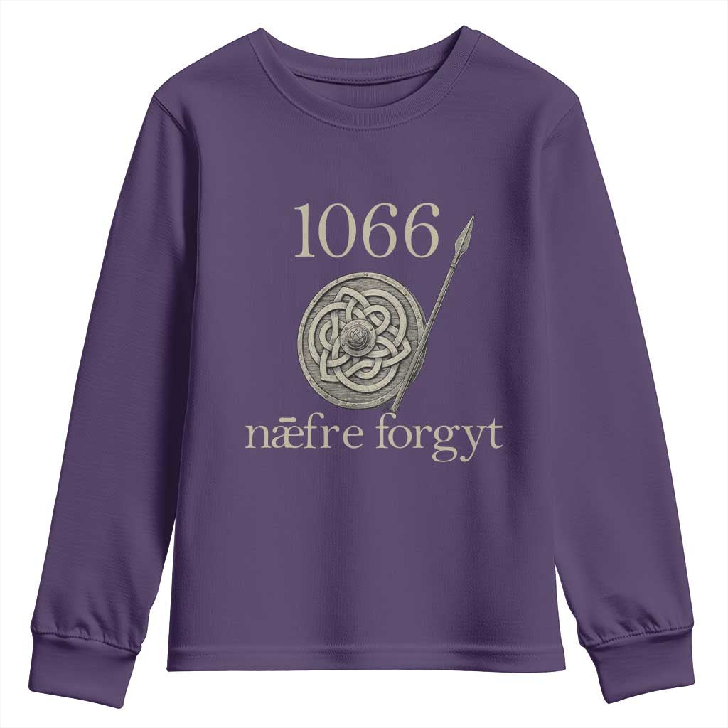 1066 Never Forget Youth Sweatshirt Battle of Hastings Old English Anglo Saxon Warrior Medieval Shield - Wonder Print Shop