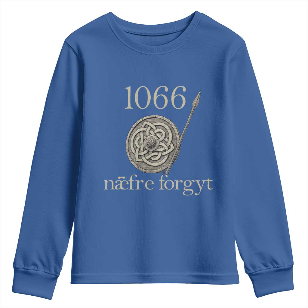 1066 Never Forget Youth Sweatshirt Battle of Hastings Old English Anglo Saxon Warrior Medieval Shield - Wonder Print Shop