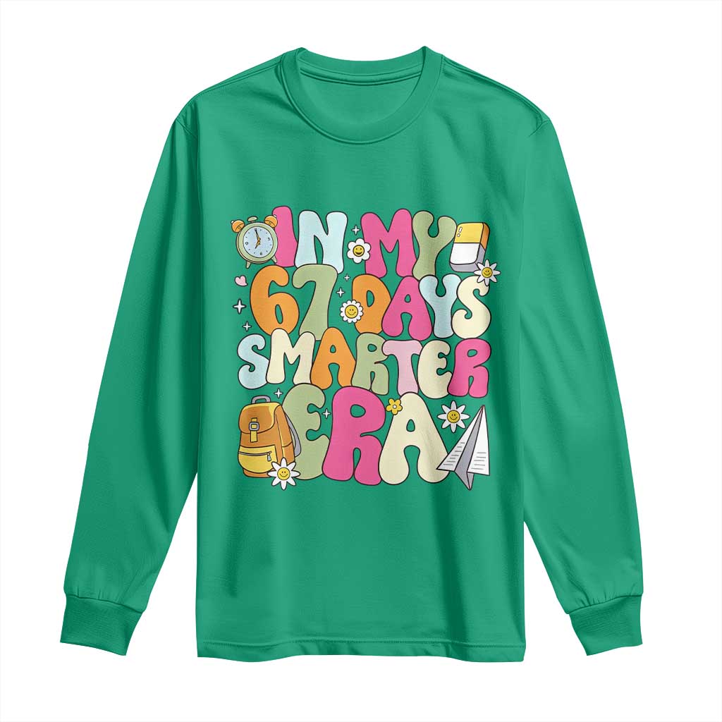 In My 67 Days Smarter Era Long Sleeve Shirt Cute Retro 6 7 Days of School Six Seven Meme - Wonder Print Shop