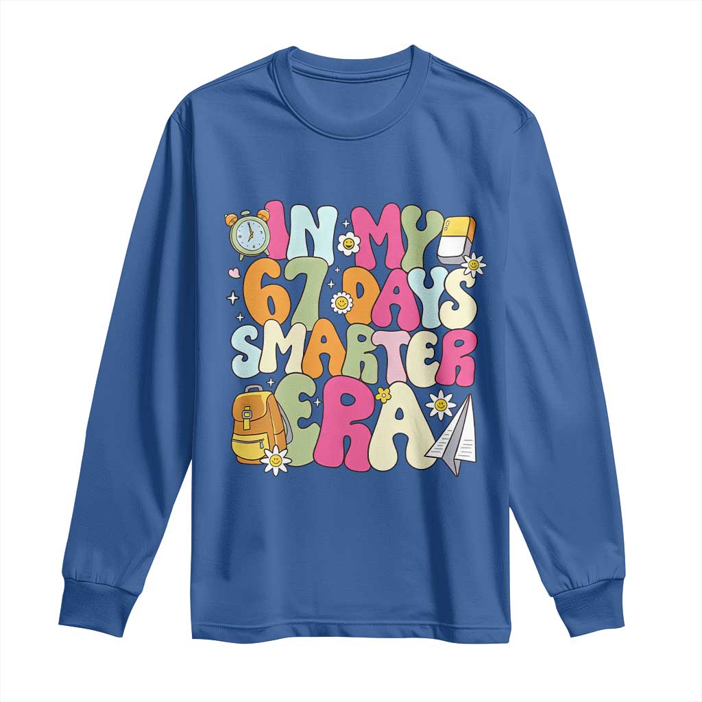 In My 67 Days Smarter Era Long Sleeve Shirt Cute Retro 6 7 Days of School Six Seven Meme - Wonder Print Shop