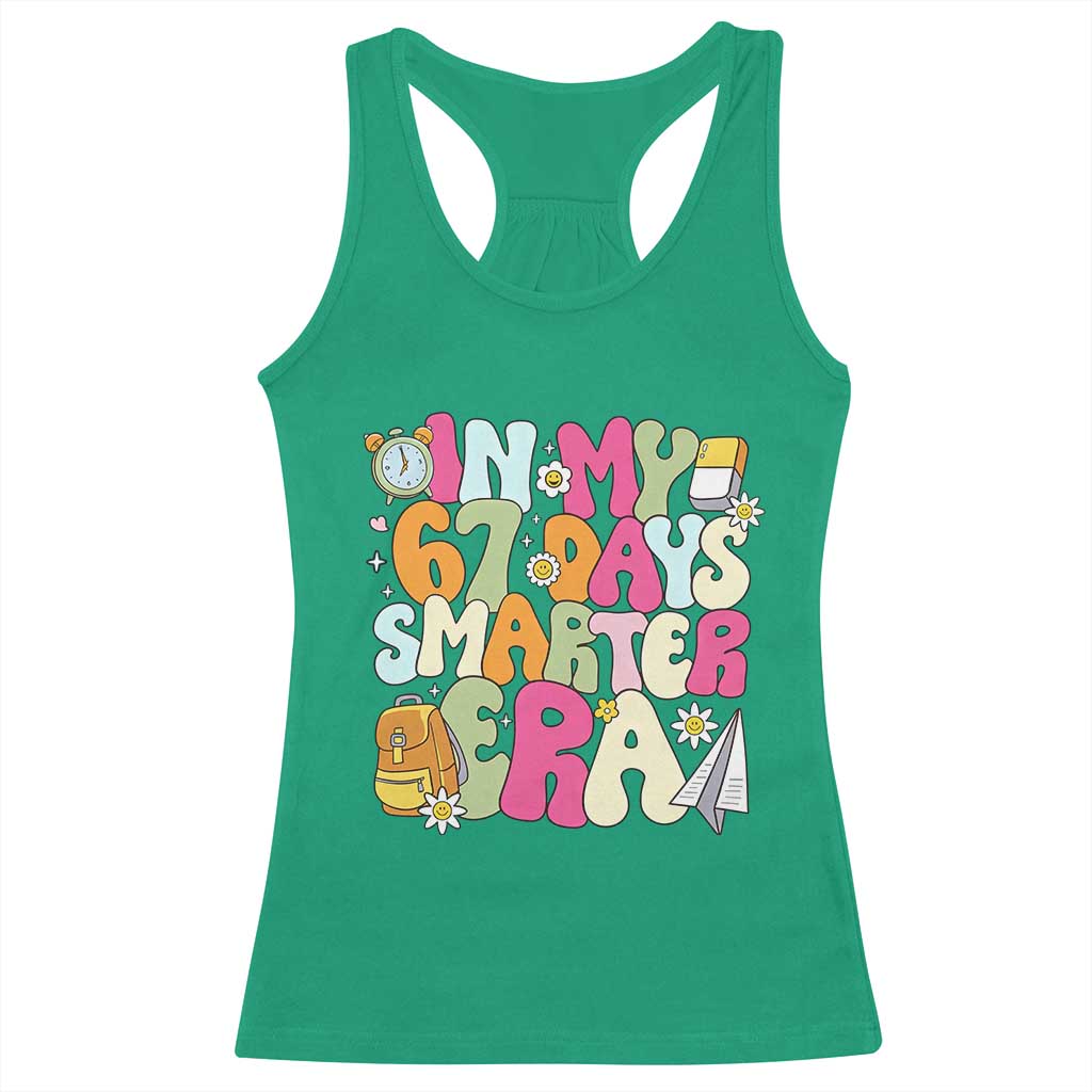 In My 67 Days Smarter Era Racerback Tank Top Cute Retro 6 7 Days of School Six Seven Meme - Wonder Print Shop