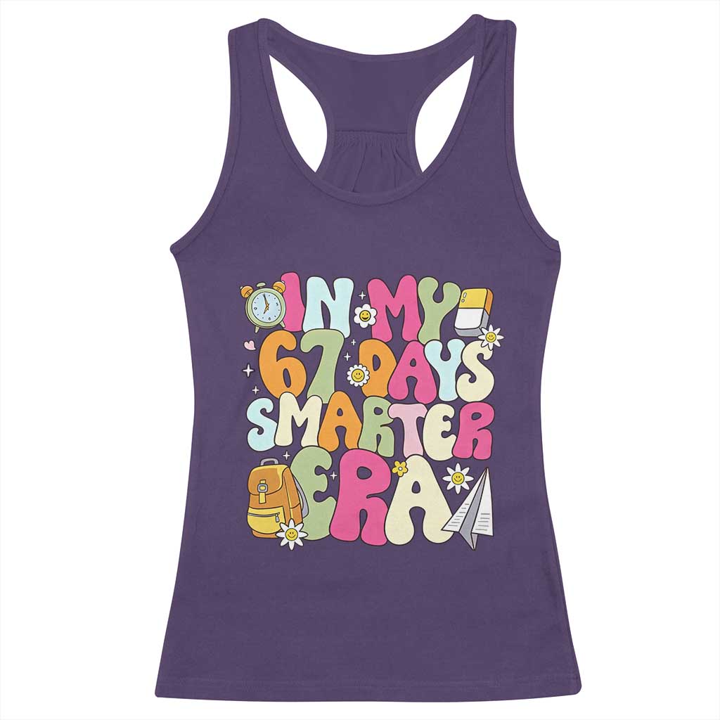 In My 67 Days Smarter Era Racerback Tank Top Cute Retro 6 7 Days of School Six Seven Meme - Wonder Print Shop