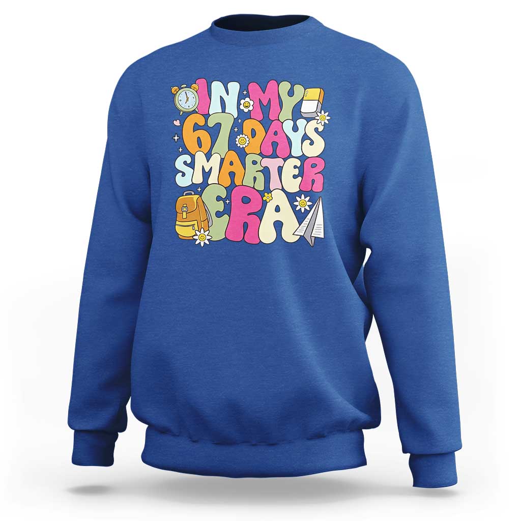 In My 67 Days Smarter Era Sweatshirt Cute Retro 6 7 Days of School Six Seven Meme - Wonder Print Shop