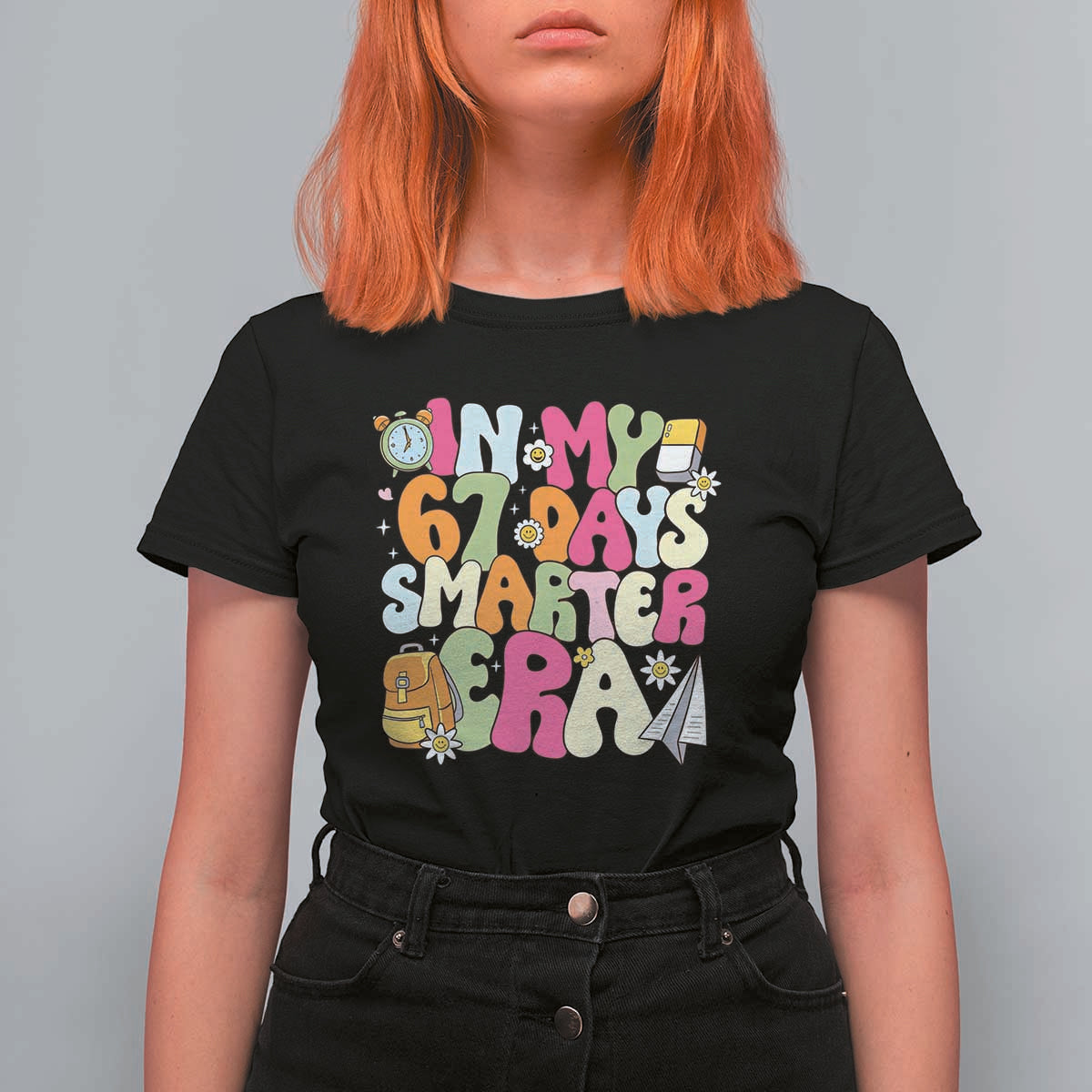 In My 67 Days Smarter Era T Shirt For Women Cute Retro 6 7 Days of School Six Seven Meme - Wonder Print Shop