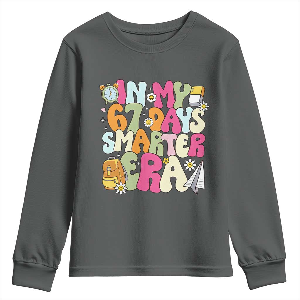 In My 67 Days Smarter Era Youth Sweatshirt Cute Retro 6 7 Days of School Six Seven Meme - Wonder Print Shop