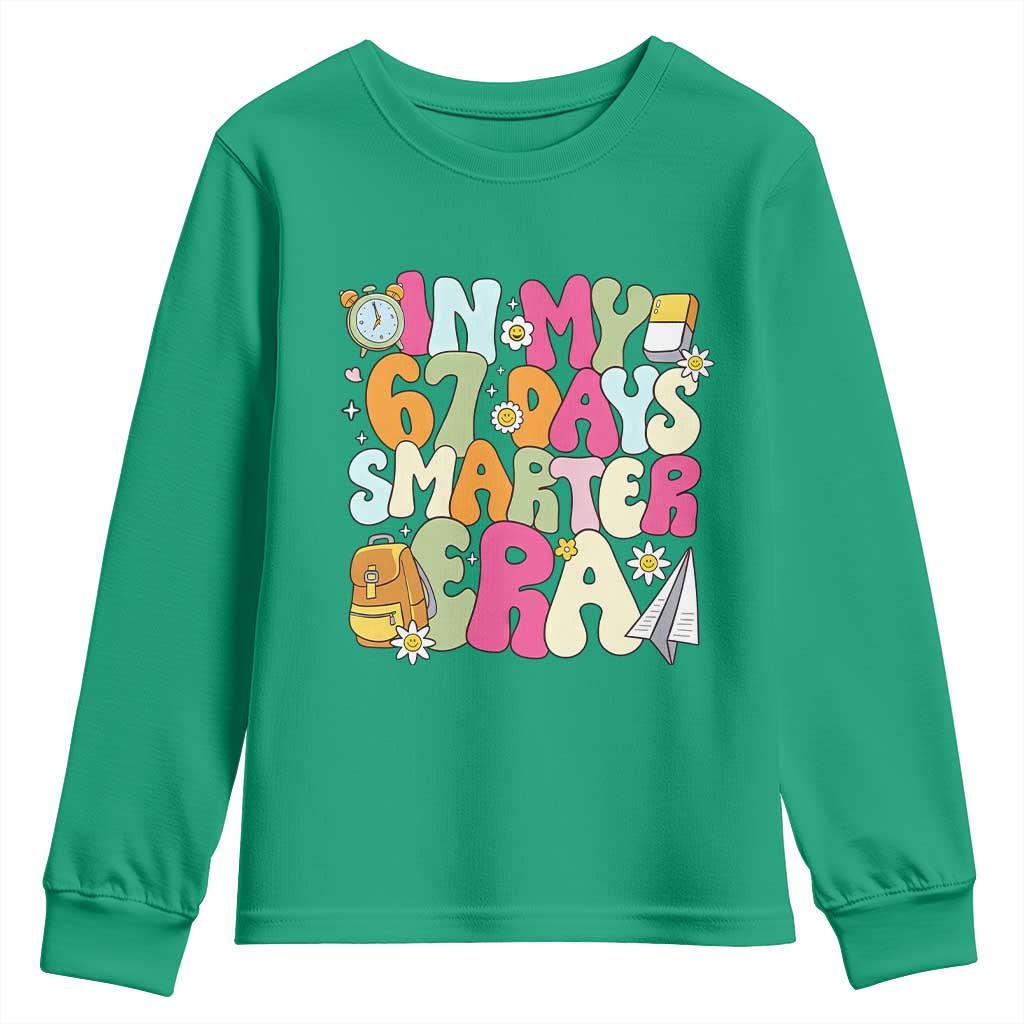 In My 67 Days Smarter Era Youth Sweatshirt Cute Retro 6 7 Days of School Six Seven Meme - Wonder Print Shop