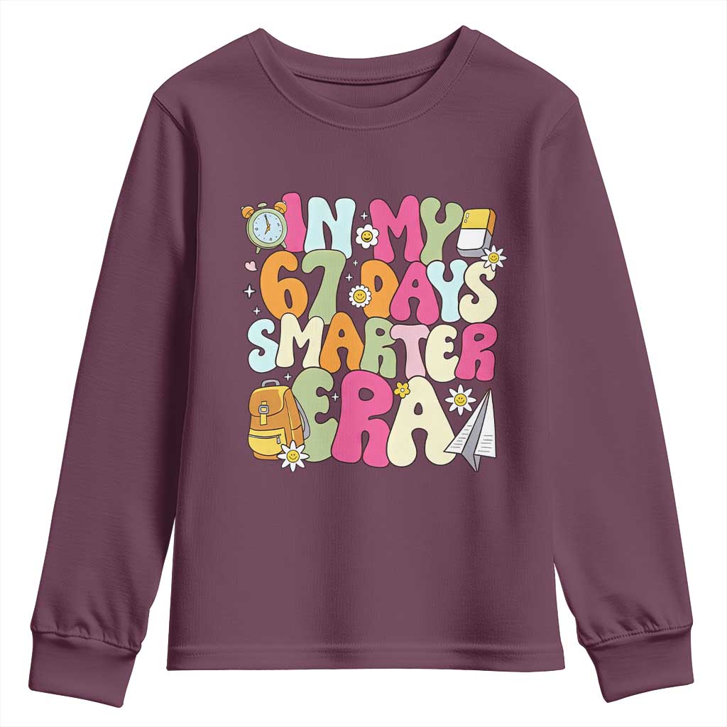 In My 67 Days Smarter Era Youth Sweatshirt Cute Retro 6 7 Days of School Six Seven Meme - Wonder Print Shop