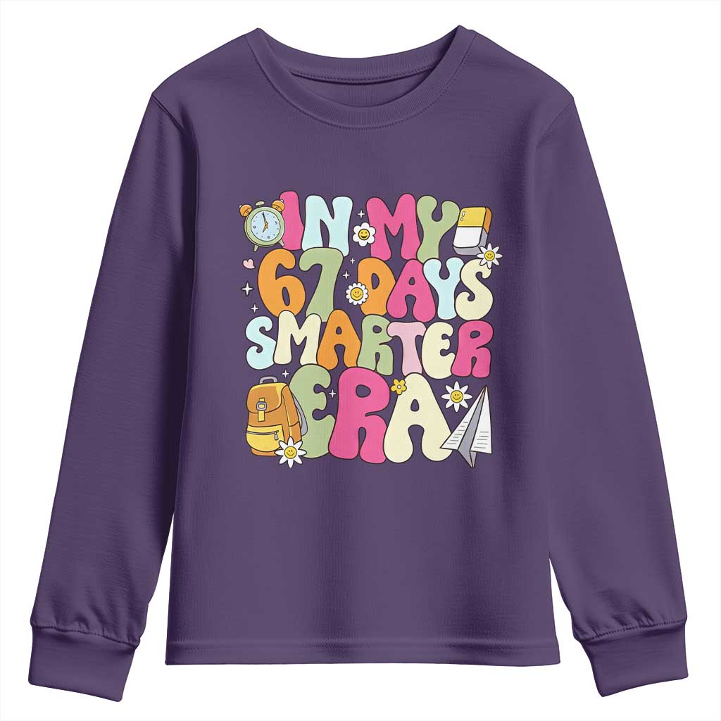 In My 67 Days Smarter Era Youth Sweatshirt Cute Retro 6 7 Days of School Six Seven Meme - Wonder Print Shop