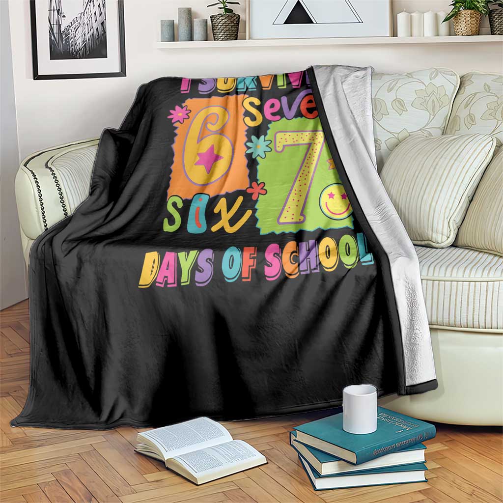 I Survived 67 Days of School Throw Blanket Funny 6 7 Six Seven Chaos Survivor for Students Teachers - Wonder Print Shop