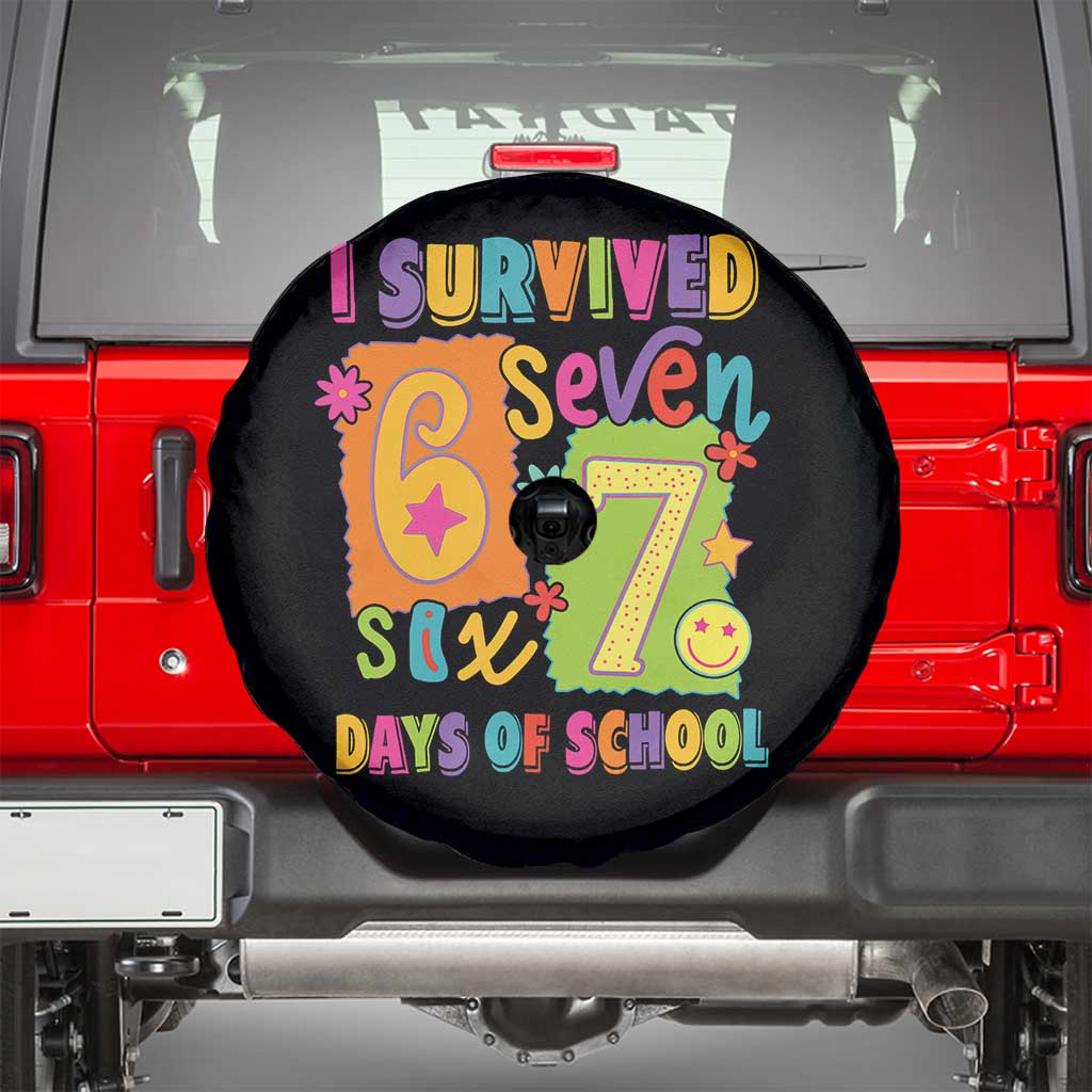 I Survived 67 Days of School Spare Tire Cover Funny 6 7 Six Seven Chaos Survivor for Students Teachers - Wonder Print Shop