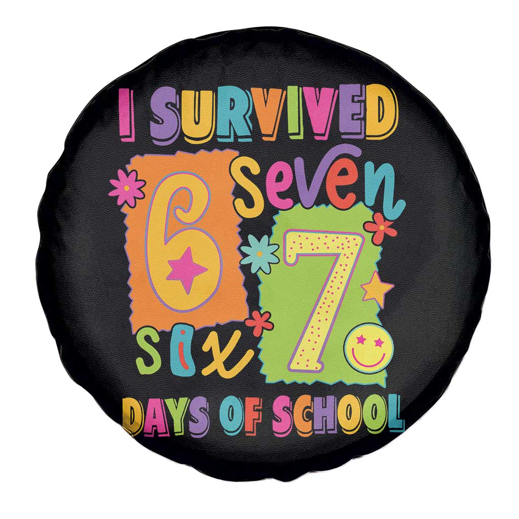 I Survived 67 Days of School Spare Tire Cover Funny 6 7 Six Seven Chaos Survivor for Students Teachers - Wonder Print Shop