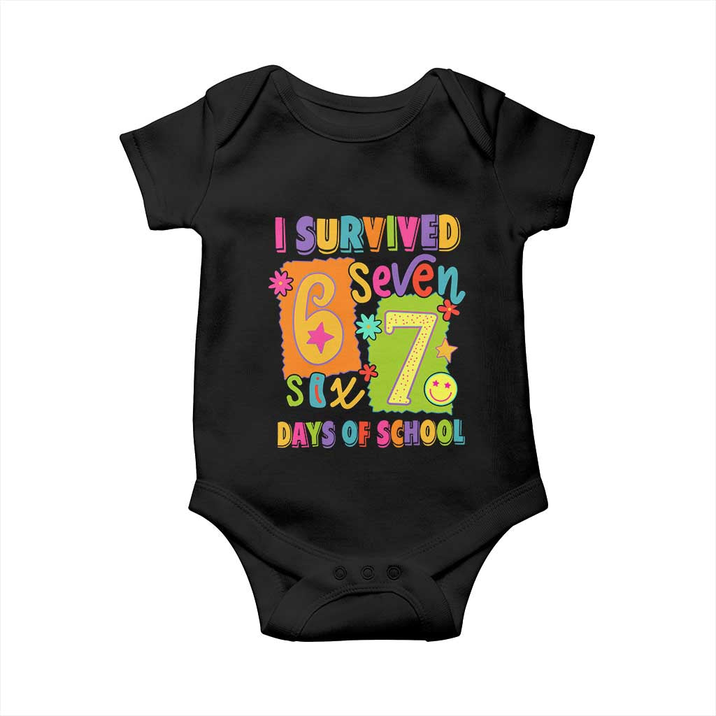 I Survived 67 Days of School Baby Onesie Funny 6 7 Six Seven Chaos Survivor for Students Teachers - Wonder Print Shop