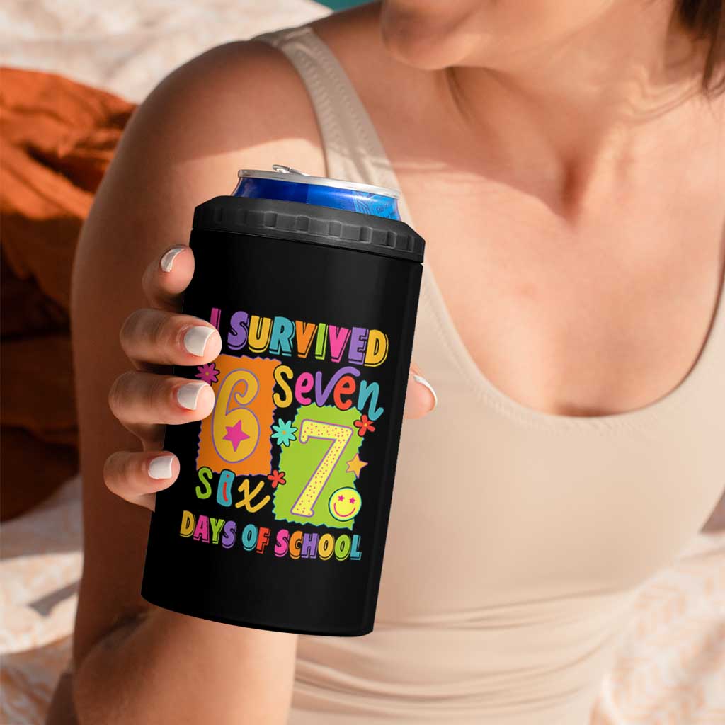 I Survived 67 Days of School 4 in 1 Can Cooler Tumbler Funny 6 7 Six Seven Chaos Survivor for Students Teachers - Wonder Print Shop