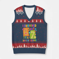 I Survived 67 Days of School V-Neck Knit Sweater Vest Funny 6 7 Six Seven Chaos Survivor for Students Teachers - Wonder Print Shop
