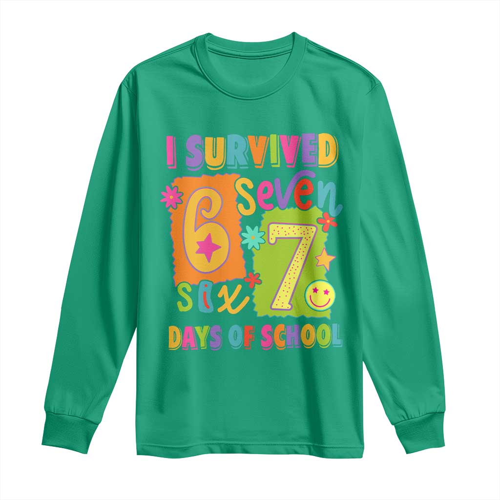 I Survived 67 Days of School Long Sleeve Shirt Funny 6 7 Six Seven Chaos Survivor for Students Teachers - Wonder Print Shop