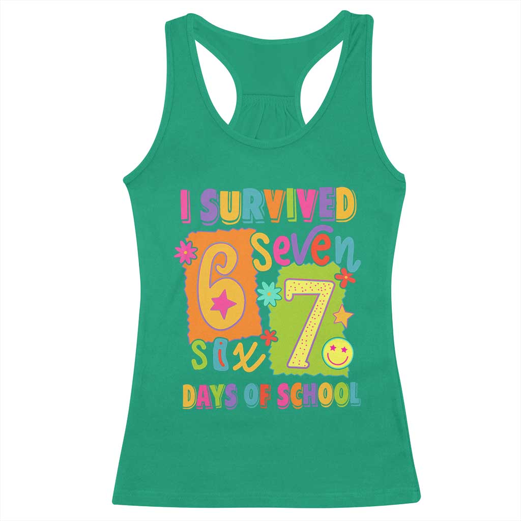 I Survived 67 Days of School Racerback Tank Top Funny 6 7 Six Seven Chaos Survivor for Students Teachers - Wonder Print Shop