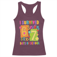 I Survived 67 Days of School Racerback Tank Top Funny 6 7 Six Seven Chaos Survivor for Students Teachers - Wonder Print Shop