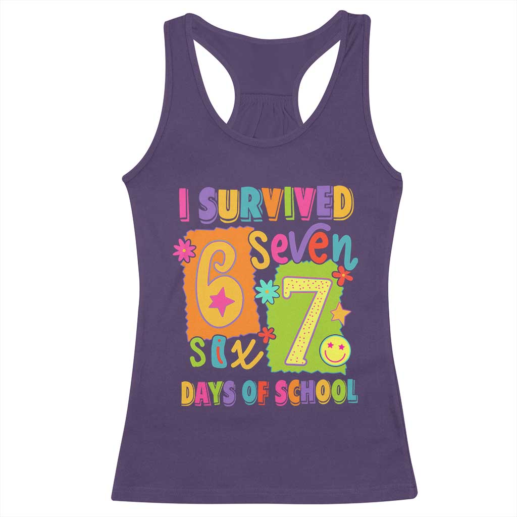 I Survived 67 Days of School Racerback Tank Top Funny 6 7 Six Seven Chaos Survivor for Students Teachers - Wonder Print Shop