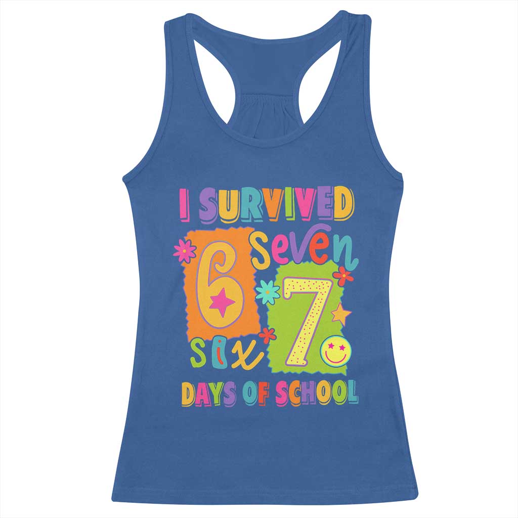 I Survived 67 Days of School Racerback Tank Top Funny 6 7 Six Seven Chaos Survivor for Students Teachers - Wonder Print Shop