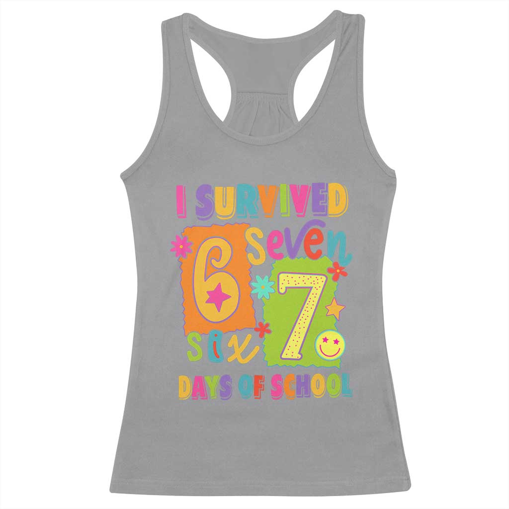 I Survived 67 Days of School Racerback Tank Top Funny 6 7 Six Seven Chaos Survivor for Students Teachers - Wonder Print Shop