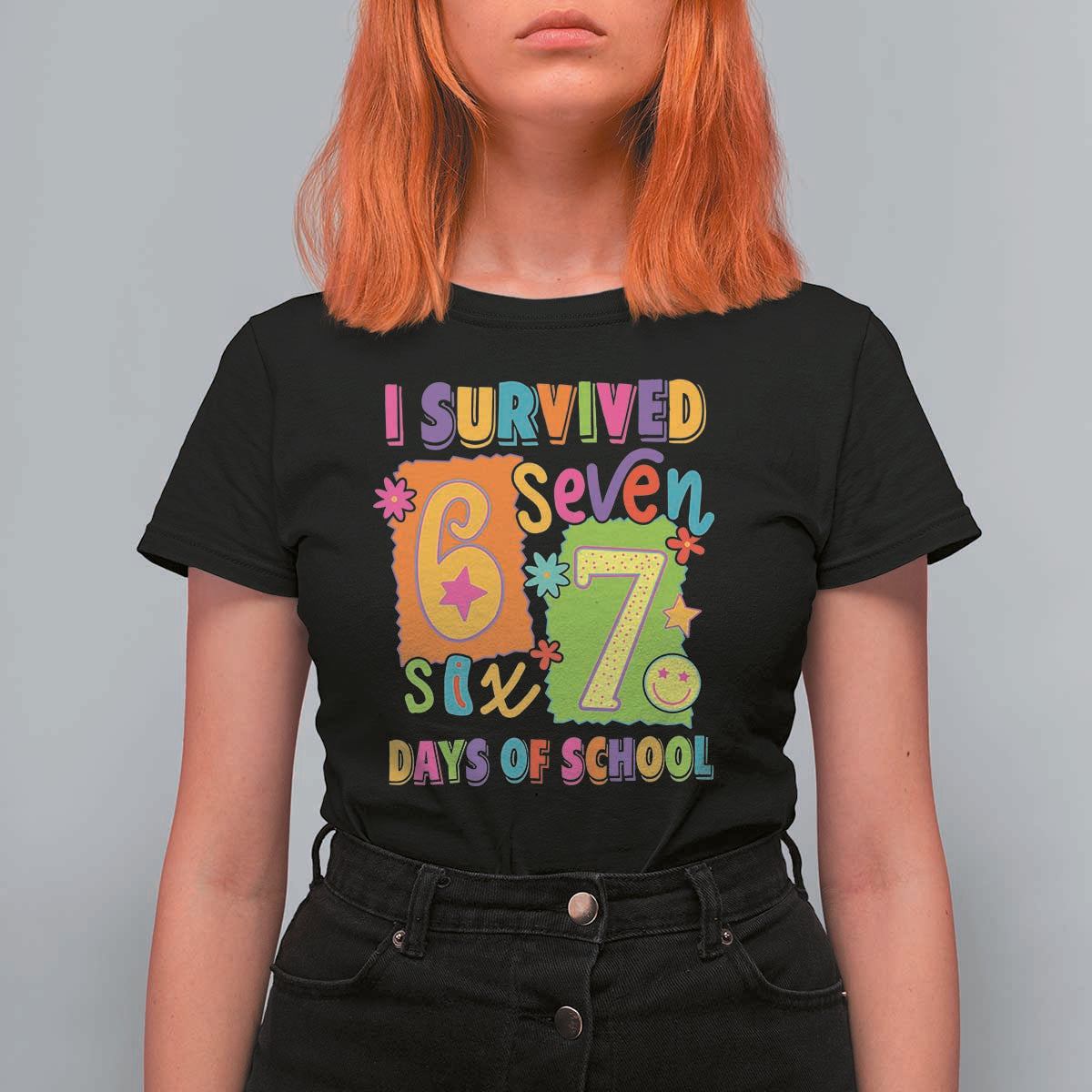 I Survived 67 Days of School T Shirt For Women Funny 6 7 Six Seven Chaos Survivor for Students Teachers - Wonder Print Shop