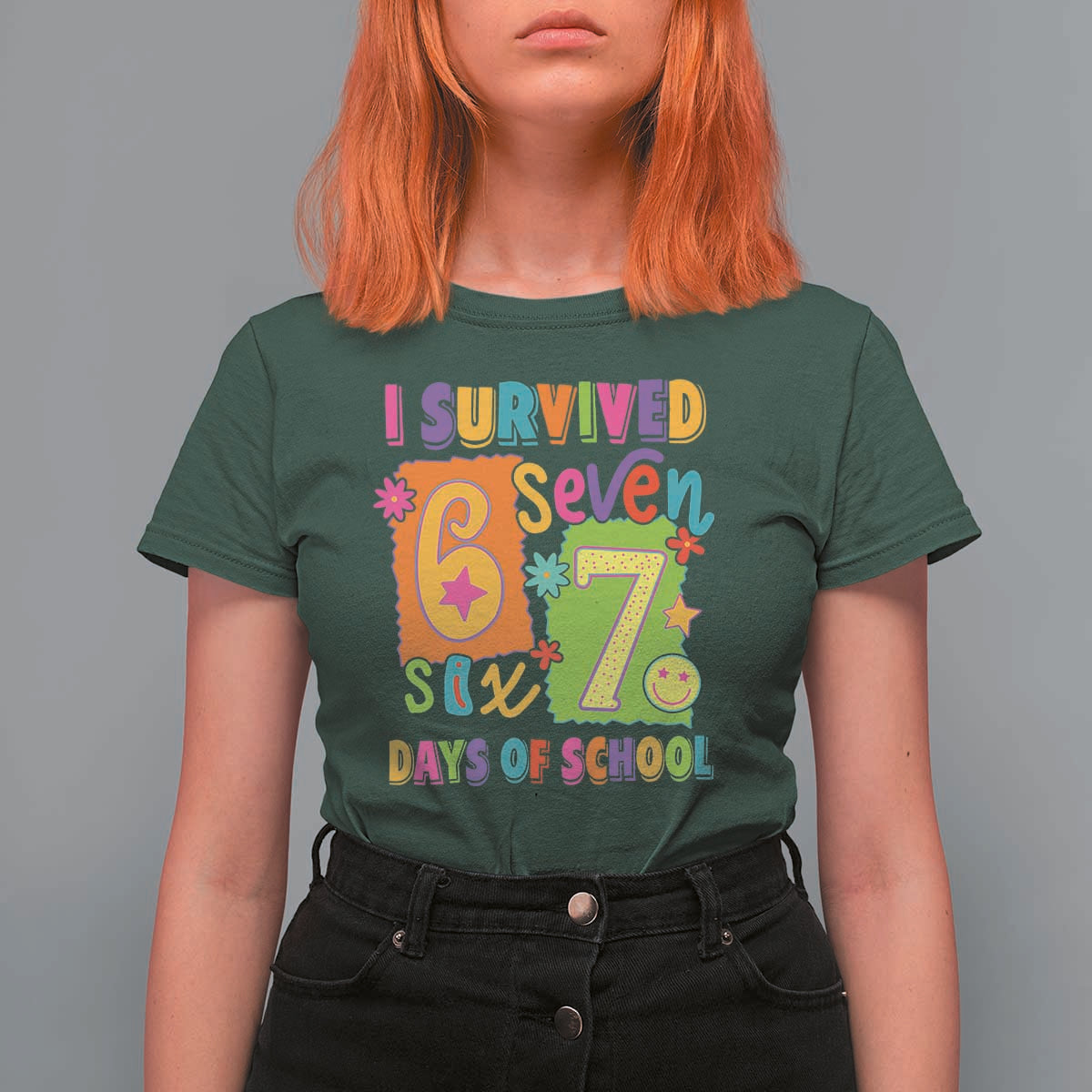 I Survived 67 Days of School T Shirt For Women Funny 6 7 Six Seven Chaos Survivor for Students Teachers - Wonder Print Shop