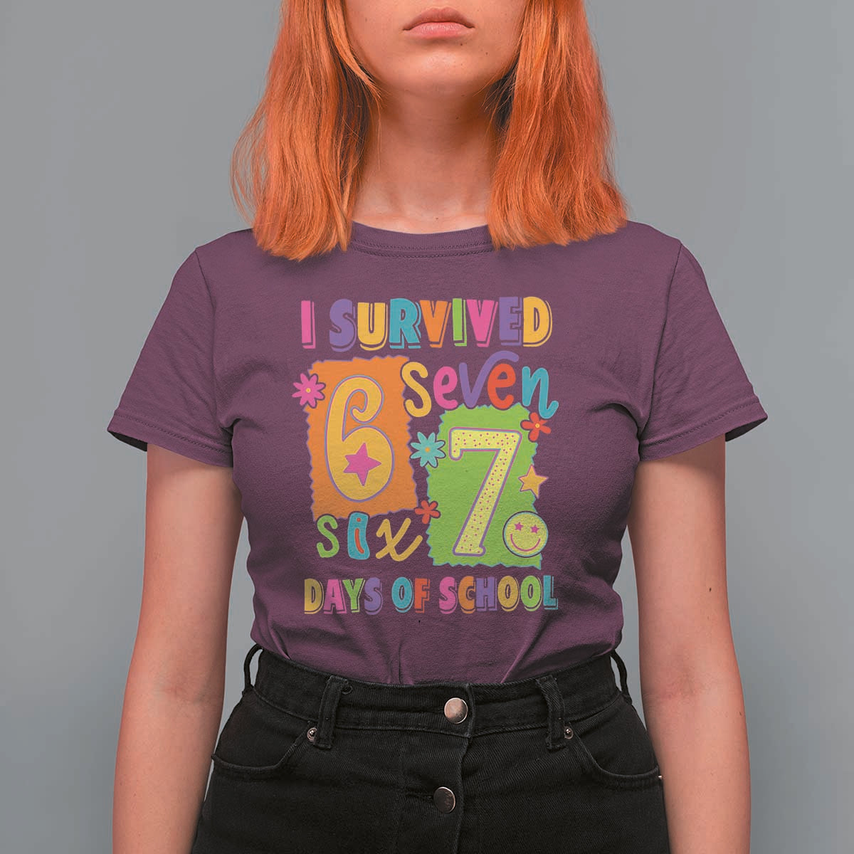 I Survived 67 Days of School T Shirt For Women Funny 6 7 Six Seven Chaos Survivor for Students Teachers - Wonder Print Shop