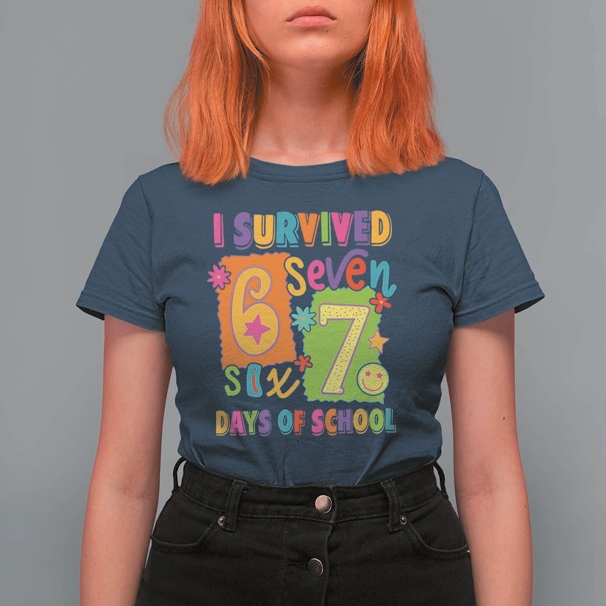 I Survived 67 Days of School T Shirt For Women Funny 6 7 Six Seven Chaos Survivor for Students Teachers - Wonder Print Shop