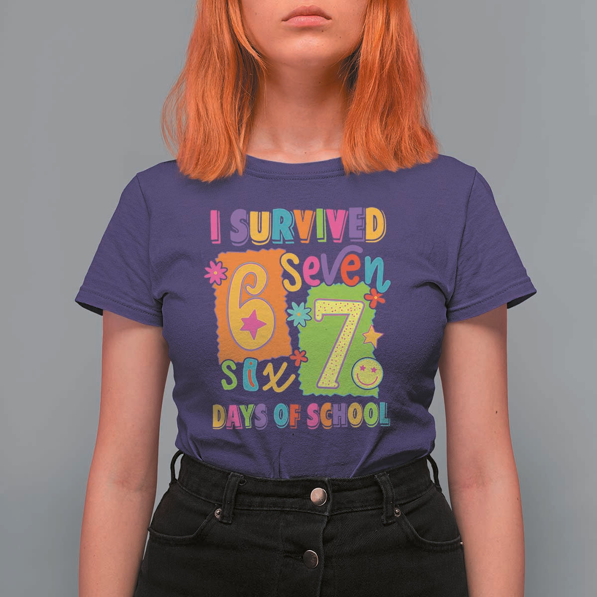 I Survived 67 Days of School T Shirt For Women Funny 6 7 Six Seven Chaos Survivor for Students Teachers - Wonder Print Shop