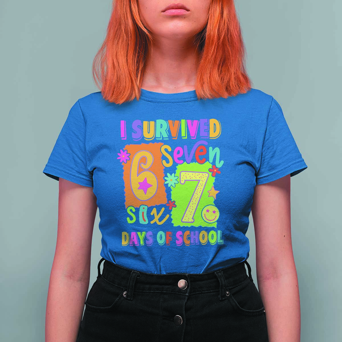 I Survived 67 Days of School T Shirt For Women Funny 6 7 Six Seven Chaos Survivor for Students Teachers - Wonder Print Shop