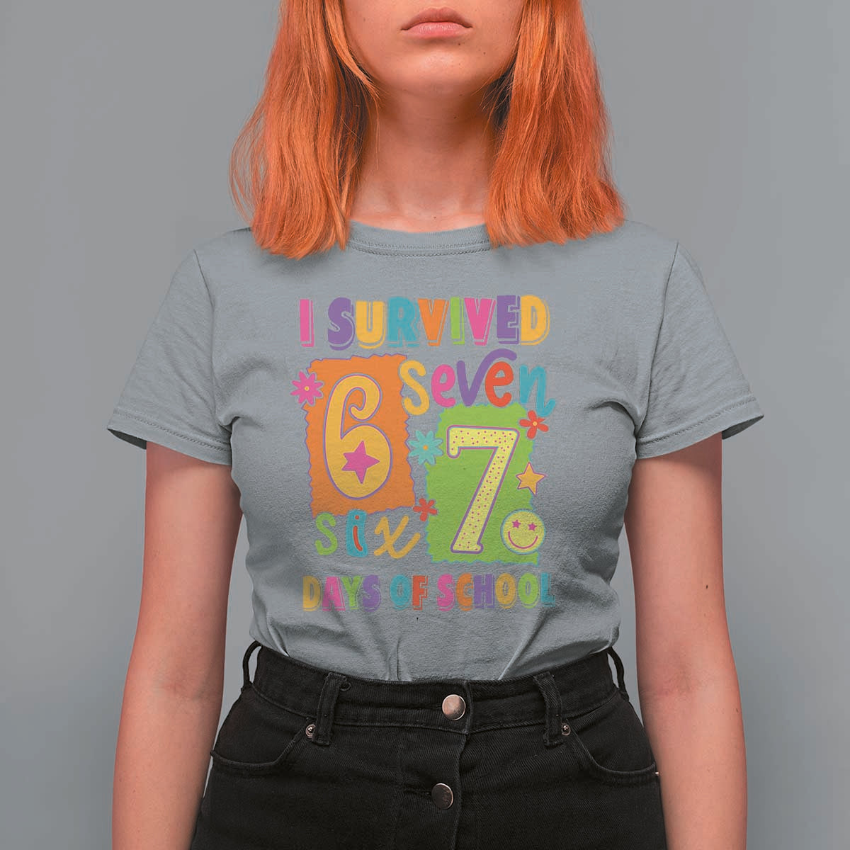 I Survived 67 Days of School T Shirt For Women Funny 6 7 Six Seven Chaos Survivor for Students Teachers - Wonder Print Shop