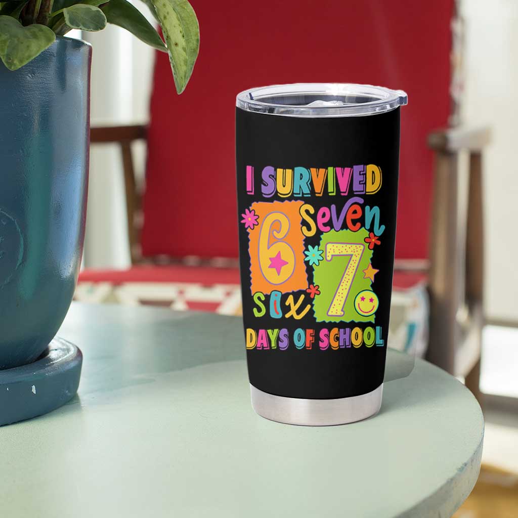 I Survived 67 Days of School Tumbler Cup Funny 6 7 Six Seven Chaos Survivor for Students Teachers - Wonder Print Shop