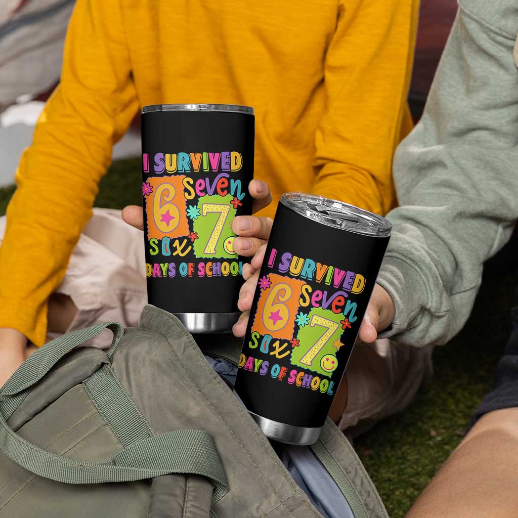 I Survived 67 Days of School Tumbler Cup Funny 6 7 Six Seven Chaos Survivor for Students Teachers - Wonder Print Shop