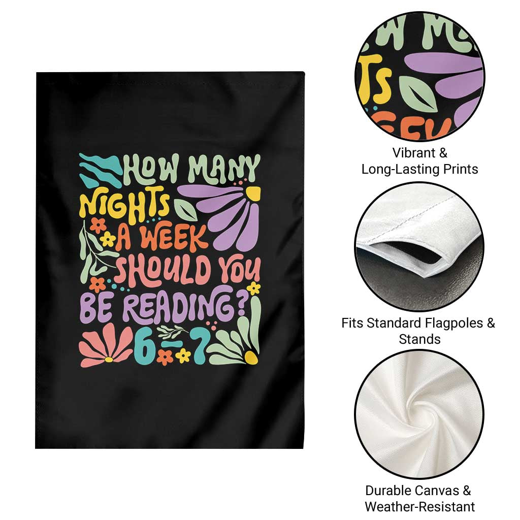 How Many Nights Should You Be Reading 6 7 Garden Flag Retro Funny 67 Six Seven Meme Book Lover - Wonder Print Shop